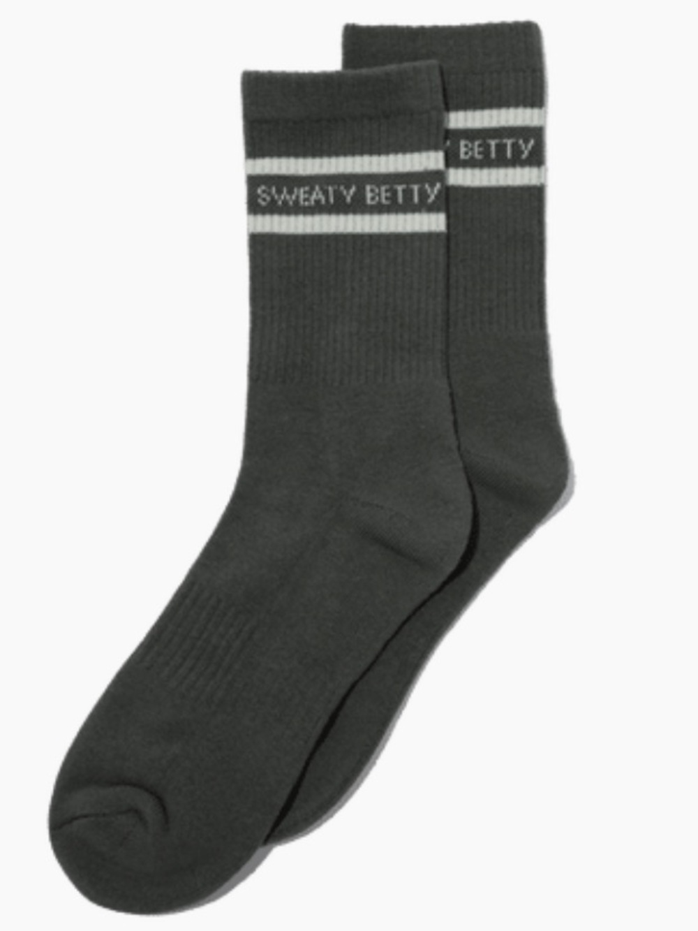 ✨ Sweaty Betty London Varsity Slogan Socks | Gray + White | Women’s Size 8–10